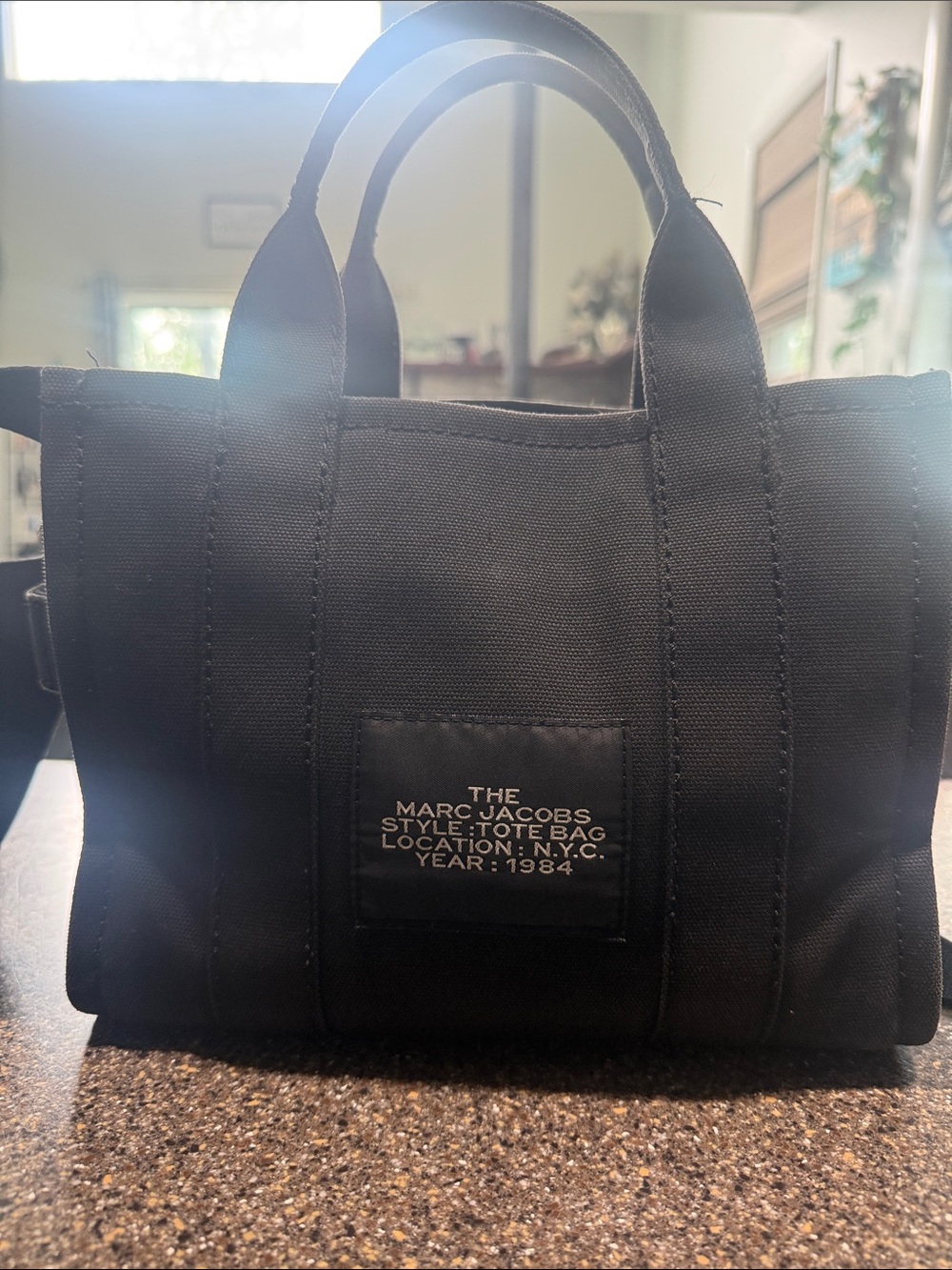 Marc Jacobs Black Canvas 'The Tote Bag' with White Logo and original straps - Picture 2 of 7